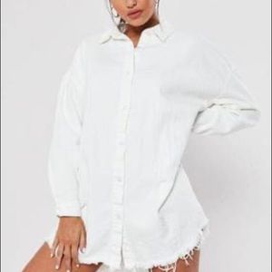 Oversized white button up shirt dress